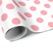 Koraal- en witte polkadots cadeaupapier (Rol Hoek)