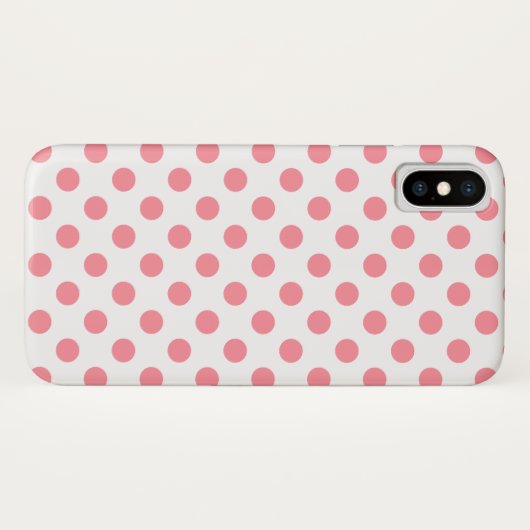Koraal- en witte polkadots Case-Mate iPhone case (Achterkant (horizontaal))