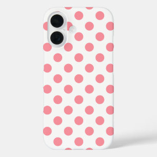 Koraal- en witte polkadots iPhone 16 hoesje