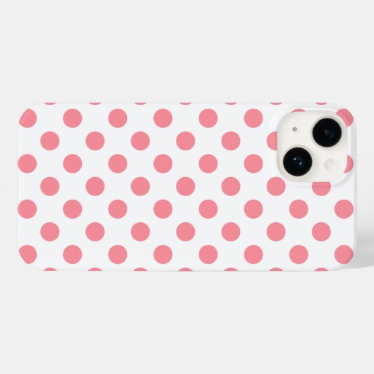 Koraal- en witte polkadots Case-Mate iPhone case (Achterkant (horizontaal))