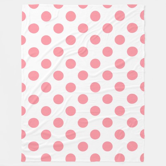 Koraal- en witte polkadots fleece deken (Voorkant)