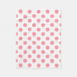 Koraal- en witte polkadots fleece deken