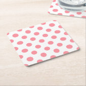 Koraal- en witte polkadots kartonnen onderzetters (Schuin)