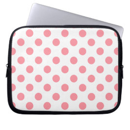 Koraal- en witte polkadots laptop sleeve