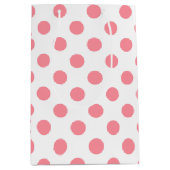 Koraal- en witte polkadots medium cadeauzakje (Voorkant)