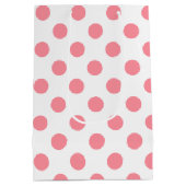 Koraal- en witte polkadots medium cadeauzakje (Achterkant)