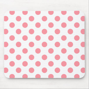 Koraal- en witte polkadots muismat