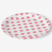 Koraal- en witte polkadots papieren bordje (Gekanteld)