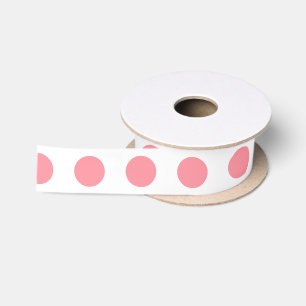 Koraal- en witte polkadots satijnen lint