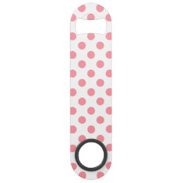 Koraal- en witte polkadots speed flessenopener