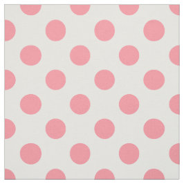 Koraal- en witte polkadots stof