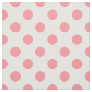 Koraal- en witte polkadots stof