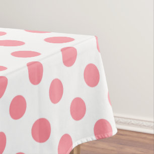 Koraal- en witte polkadots tafelkleed