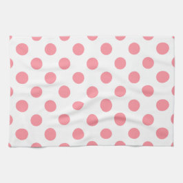 Koraal- en witte polkadots theedoek