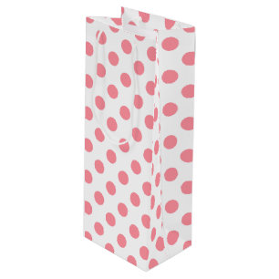 Koraal- en witte polkadots wijn cadeautas