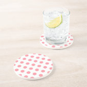 Koraal- en witte polkadots zandsteen onderzetter (Zijkant)