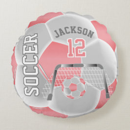 Koraal en witte voetbal | DIY-naam Rond Kussen