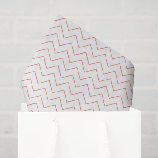 Koraal en Zand Chevron Tissuepapier (Cadeauzakje)