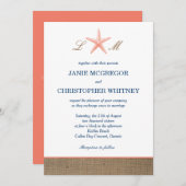 Koraal- en zeemeervis-strandstrandbruiloft kaart (Voorkant / Achterkant)