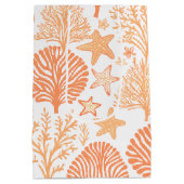 Koraal en zeesterren sinaasappel medium cadeauzakje (Achterkant)