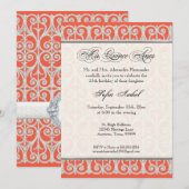 Koraal en zilver, diamanten en kant, Mis Quince An Kaart (Voorkant / Achterkant)