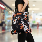 Koraal en zwart gepersonaliseerde Bloemen Canvas t Tote Bag