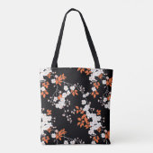 Koraal en zwart gepersonaliseerde Bloemen Canvas t Tote Bag (Achterkant)