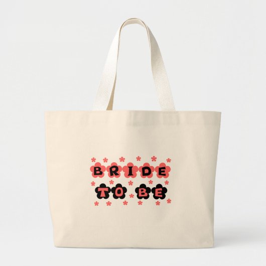 Koraal- en zwarte-bloembranen grote tote bag (Voorkant)
