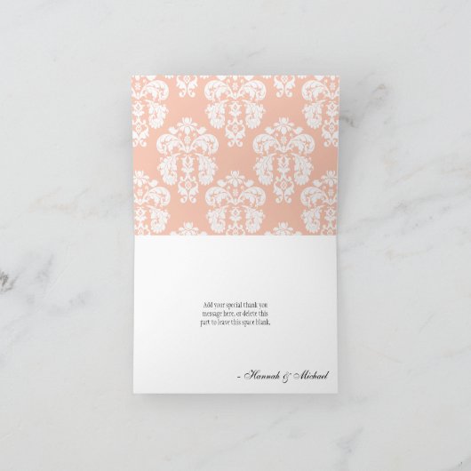 KORAAL EN ZWARTE DAMASTEN EIFFELTOREN DANK JE WEL BEDANKKAART (Binnen)