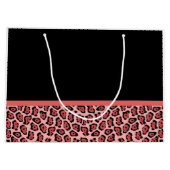 Koraal- en zwarte jaguar-printplaat met naam groot cadeauzakje (Achterkant)