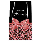 Koraal- en zwarte jaguar-printplaat met naam klein cadeauzakje (Voorkant)