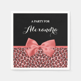 Koraal- en zwarte jaguar-printplaat met naam servet