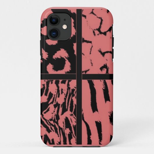 Koraal en Zwarte Wilde Dier Patronen Case-Mate iPhone Case (Achterkant)