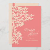 Koraal Fancy Fleur de Lis Damask Vrijgezellenfeest Kaart (Voorkant / Achterkant)