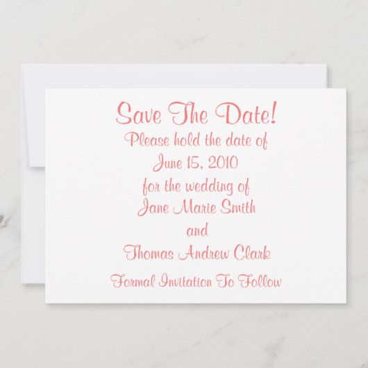 Koraal Fancy sparen de Datum Save The Date (Achterkant)