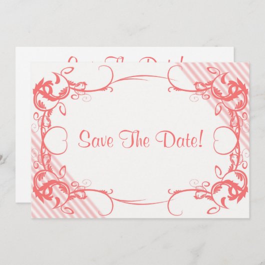Koraal Fancy sparen de Datum Save The Date (Voorkant / Achterkant)