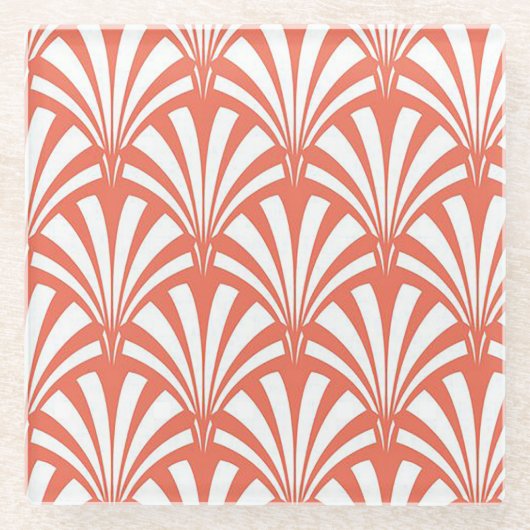 Koraal Fizz en witte fans Glazen Onderzetter (Voorkant)