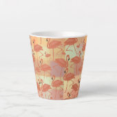 Koraal Flamingo Plaid Patchwork Tropisch Ontwerp Latte Mok (Voorkant)