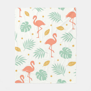 Koraal Flamingo Tropisch Blad Patroon Fleece Deken
