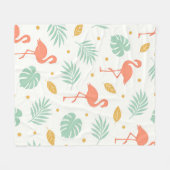 Koraal Flamingo Tropisch Blad Patroon Fleece Deken (Voorkant (Horizontaal))