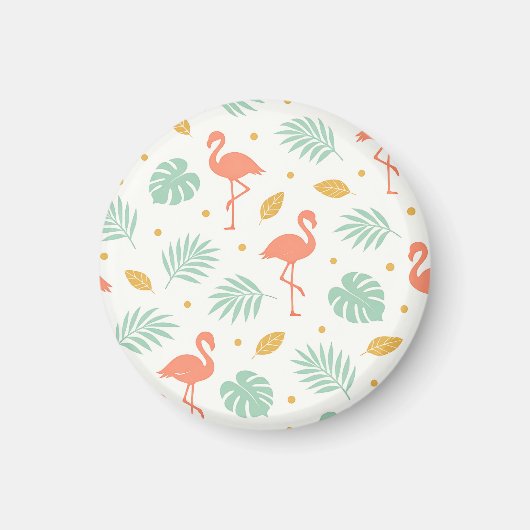 Koraal Flamingo Tropisch Blad Patroon Magneet (Voorkant)