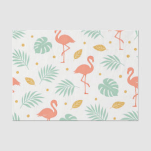 Koraal Flamingo Tropisch Blad Patroon Tissuepapier