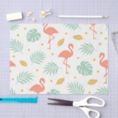 Koraal Flamingo Tropisch Blad Patroon Tissuepapier (Craft)