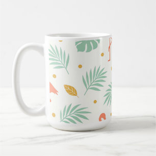 Koraal Flamingo Tropisch Bladpatroon Koffiemok