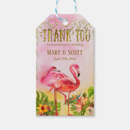 Koraal FlamingoTropical Wedding Dank u Labels Cadeaulabel