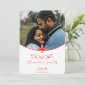 Koraal Fleur de Lis Foto Bewaar de Datum Aankondiging (Staand voorkant)