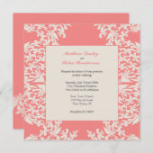 Koraal Fleur de Lis Modern Wedding Kaart (Voorkant / Achterkant)