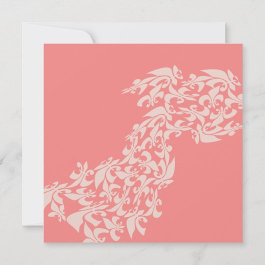 Koraal Fleur de Lis Modern Wedding Kaart (Achterkant)