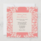 Koraal Fleur de Lis Modern Wedding Kaart (Voorkant)