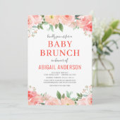  Koraal Floral Baby Brunch Peach Waterverf   Kaart (Staand voorkant)